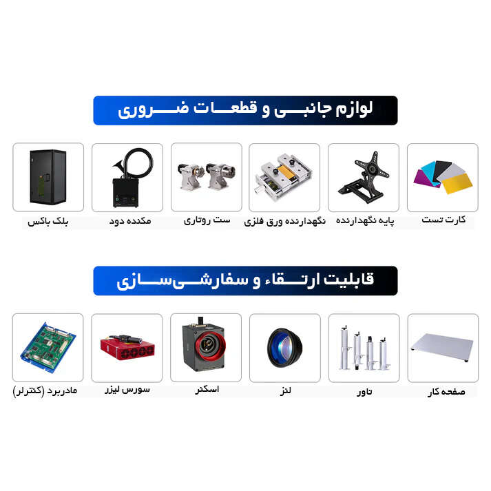 دستگاه لیزر حکاکی رنگی فلزات فایبر موپا JPT مدل 30 وات
